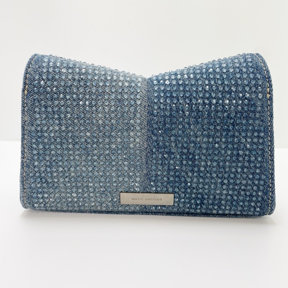 Marc Jacobs The Crystal Denim St. Marc Chain Wallet Crossbody Bag Blue - Picture 12 of 16